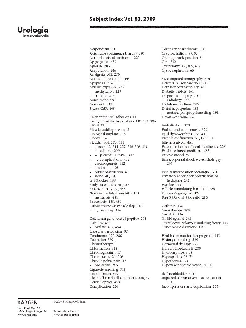 First page of Author Index Vol. 82, 2009