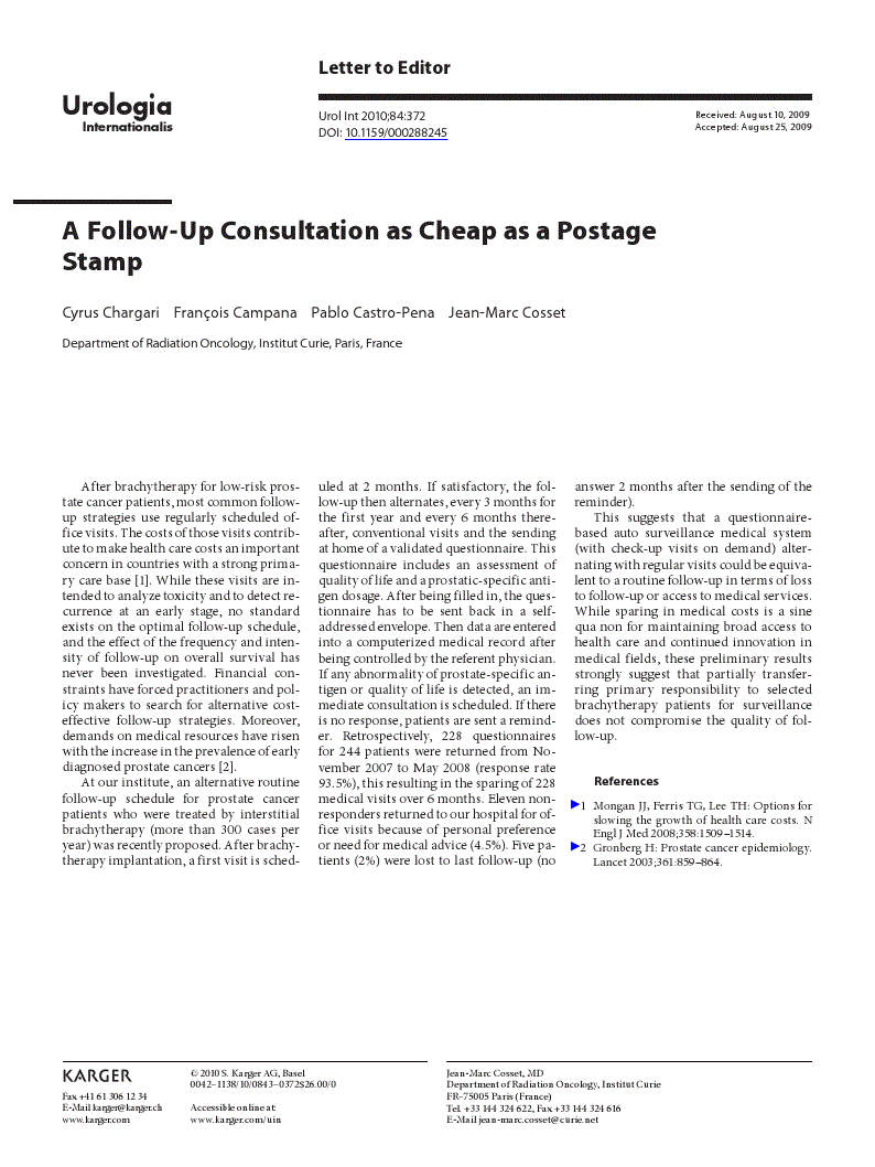 First page of A Follow-Up Consultation as Cheap as a Postage Stamp