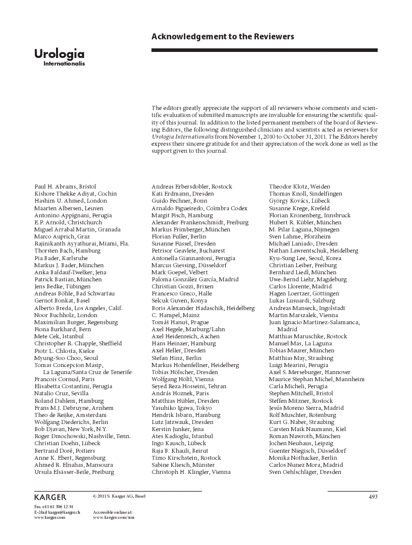 First page of Acknowledgement to the Reviewers
