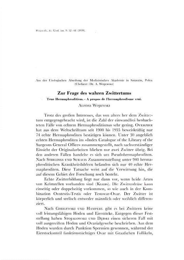 First page of Zur Frage des wahren Zwittertums