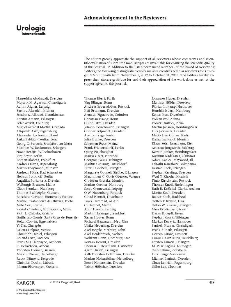 First page of Acknowledgement to the Reviewers