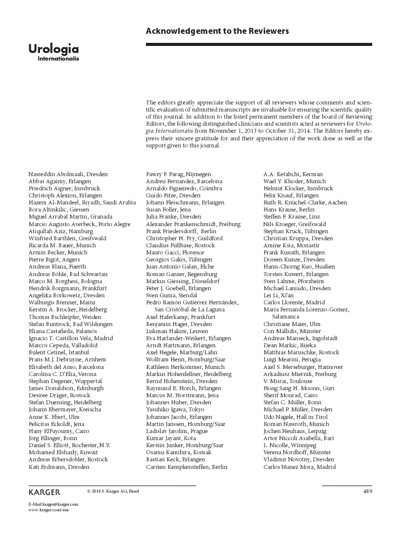 First page of Acknowledgement to the Reviewers