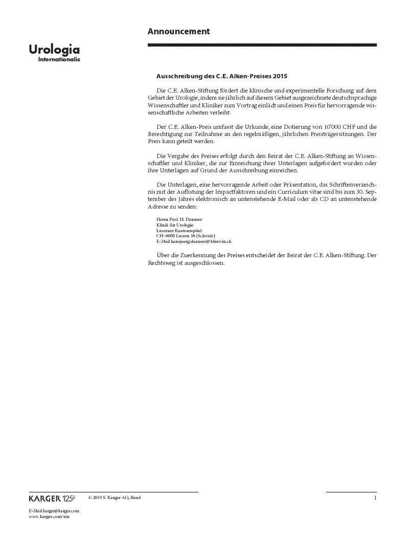 First page of Announcement