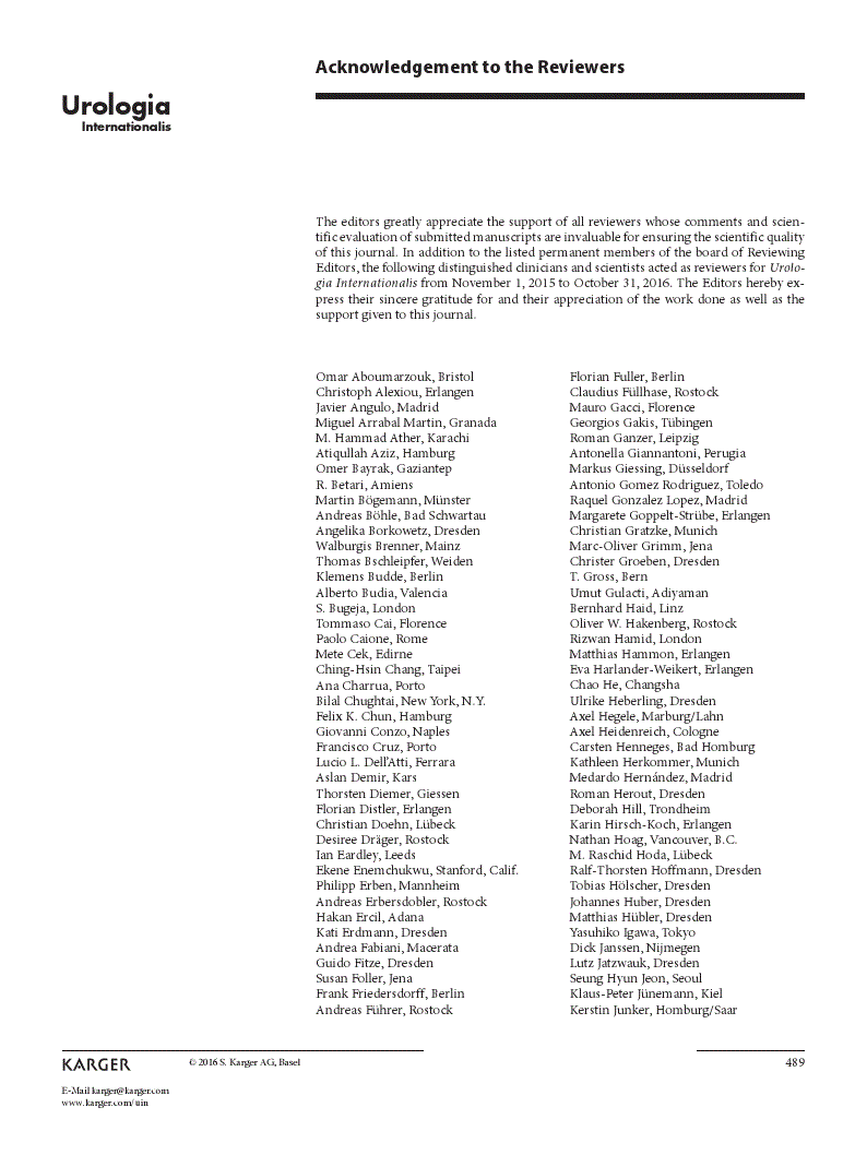 First page of Acknowledgement to the Reviewers
