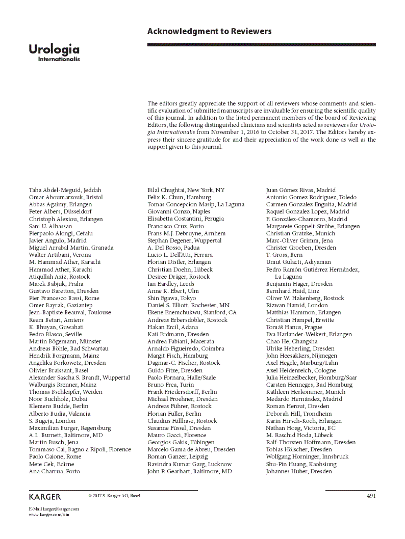 First page of Acknowledgment to Reviewers