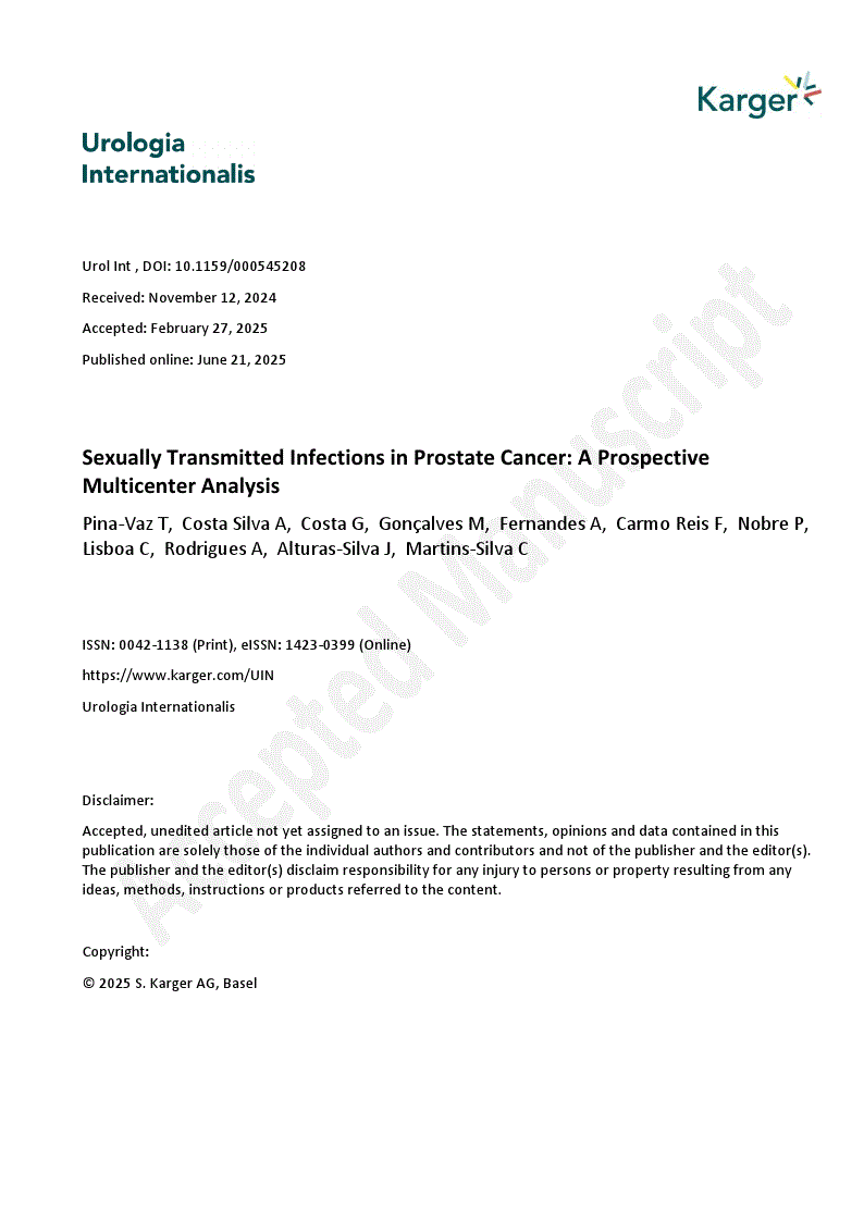 First page of Sexually Transmitted Infections in Prostate Cancer: A Prospective Multicenter Analysis