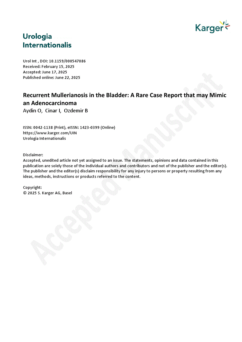 First page of Recurrent Mullerianosis in the Bladder: A Rare Case Report that may Mimic an Adenocarcinoma