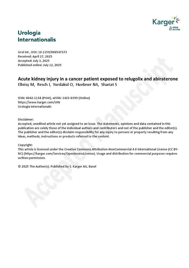 First page of Acute kidney injury in a cancer patient exposed to relugolix and abiraterone