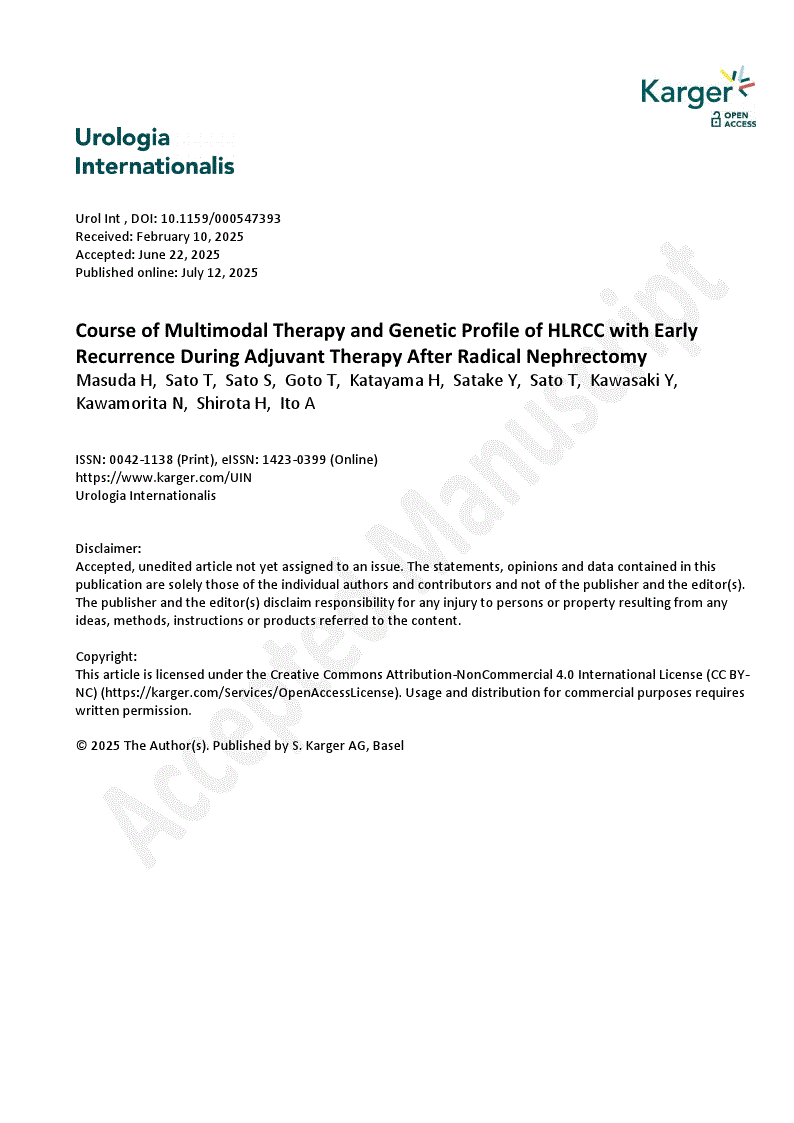 First page of Course of Multimodal Therapy and Genetic Profile of HLRCC with Early Recurrence During Adjuvant Therapy After Radical Nephrectomy