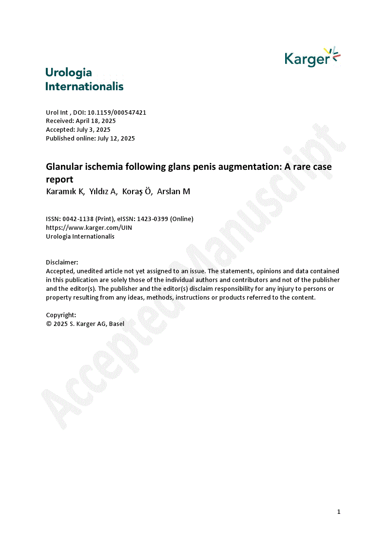 First page of Glanular ischemia following glans penis augmentation: A rare case report