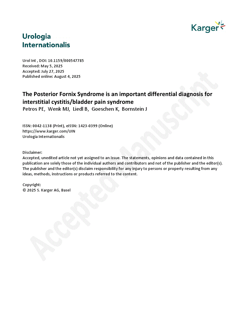 First page of The Posterior Fornix Syndrome is an important differential diagnosis for interstitial cystitis/bladder pain syndrome