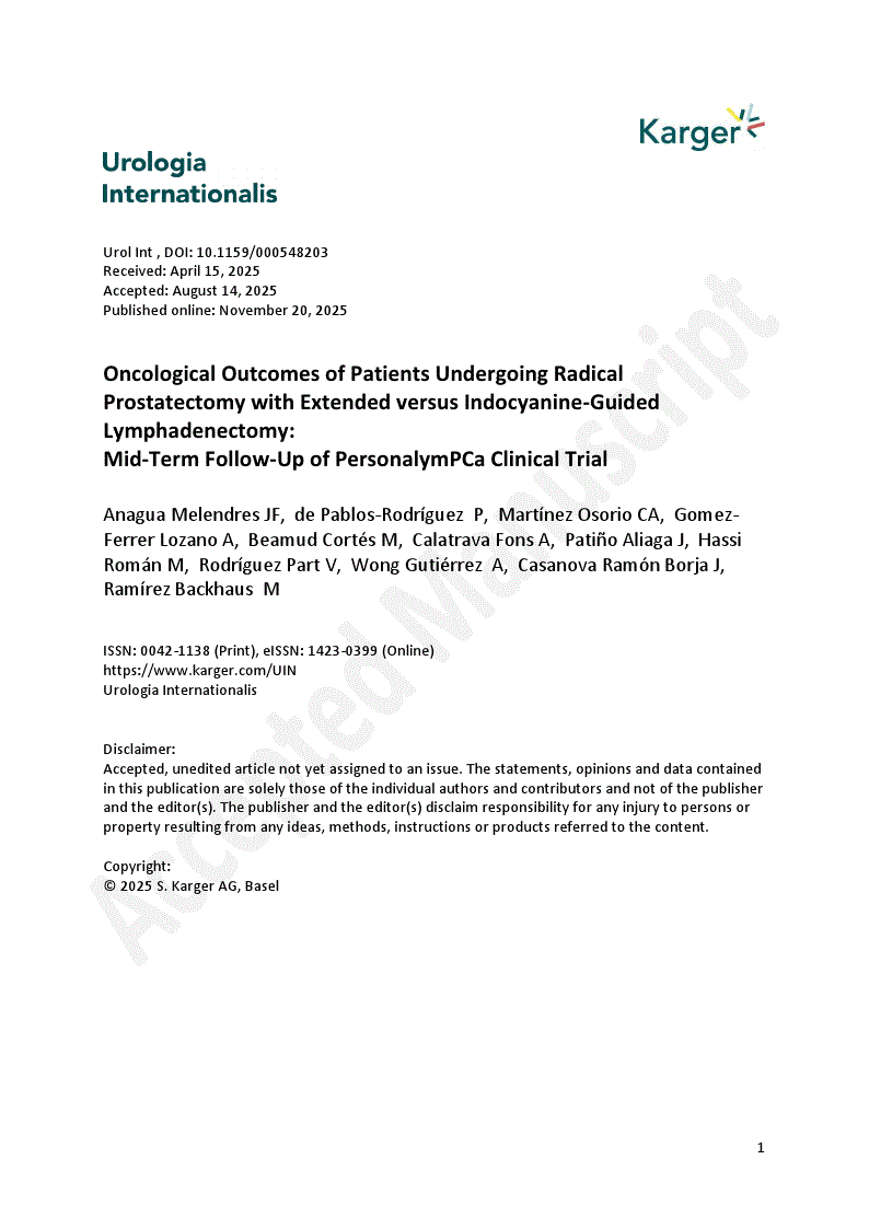 First page of Oncological Outcomes of Patients Undergoing Radical Prostatectomy with Extended versus Indocyanine-Guided Lymphadenectomy: 
Mid-Term Follow-Up of PersonalymPCa Clinical Trial 