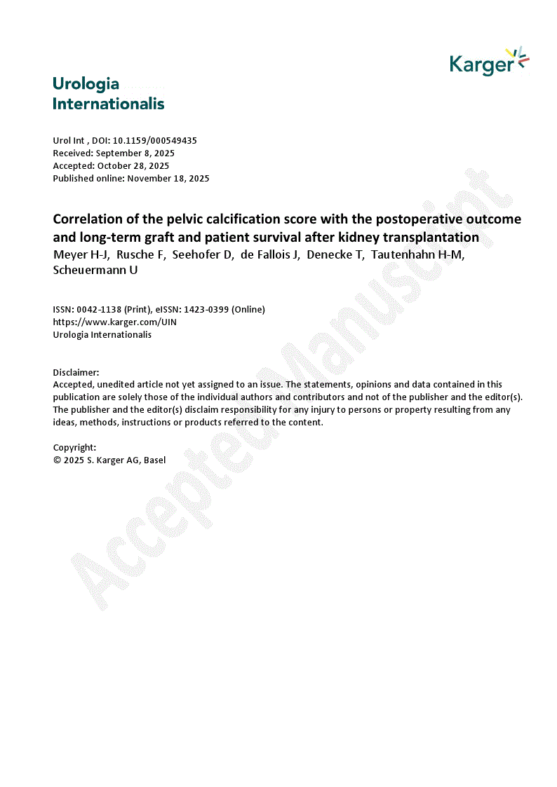 First page of Correlation of the pelvic calcification score with the postoperative outcome and long-term graft and patient survival after kidney transplantation