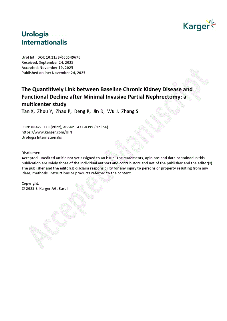 First page of The Quantitively Link between Baseline Chronic Kidney Disease and Functional Decline after Minimal Invasive Partial Nephrectomy: a multicenter study 