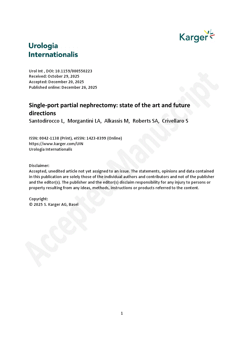 First page of Single-port partial nephrectomy: state of the art and future directions