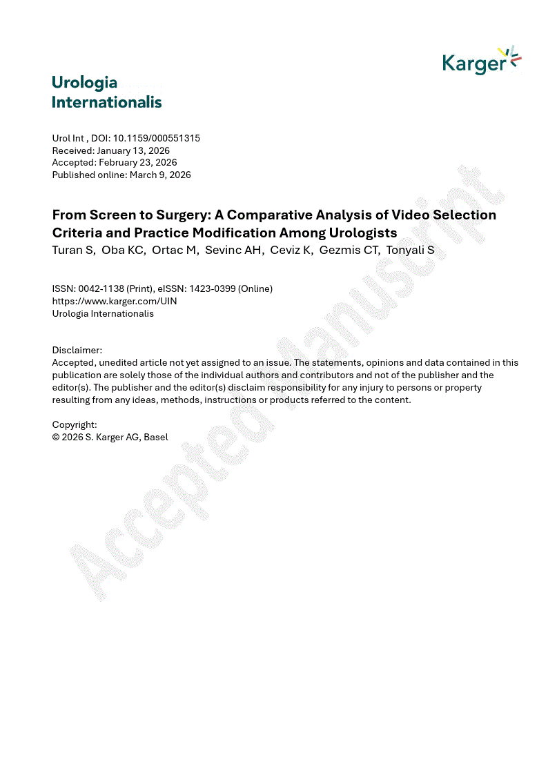 First page of From Screen to Surgery: A Comparative Analysis of Video Selection Criteria and Practice Modification Among Urologists