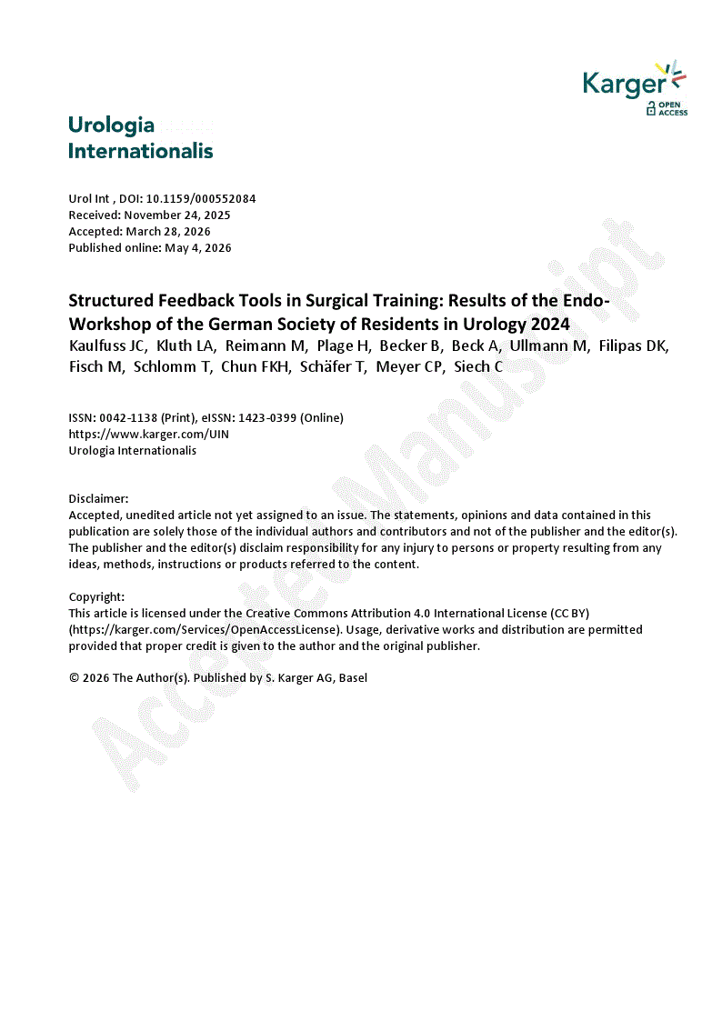 First page of Structured Feedback Tools in Surgical Training: Results of the Endo-Workshop of the German Society of Residents in Urology 2024