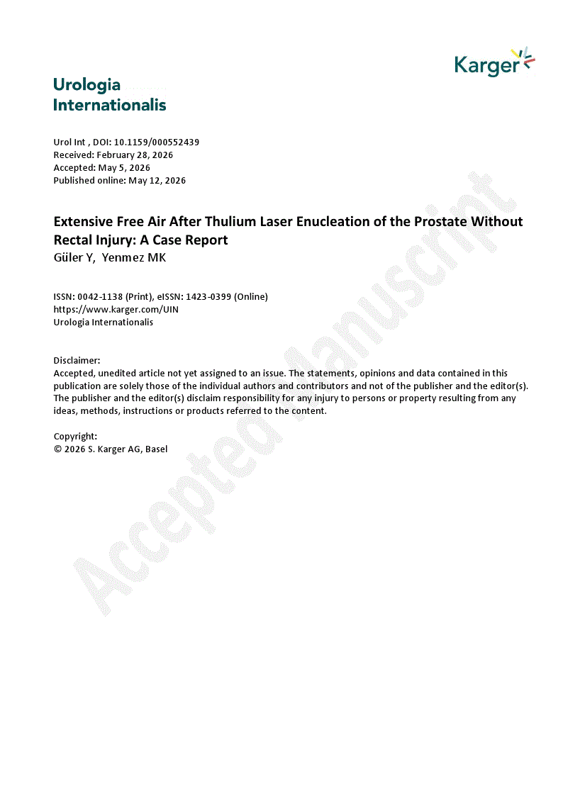 First page of Extensive Free Air After Thulium Laser Enucleation of the Prostate Without Rectal Injury: A Case Report