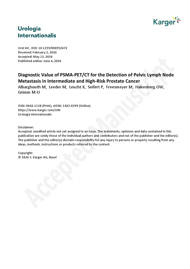 First page of Diagnostic Value of PSMA-PET/CT for the Detection of Pelvic Lymph Node Metastasis in Intermediate and High-Risk Prostate Cancer