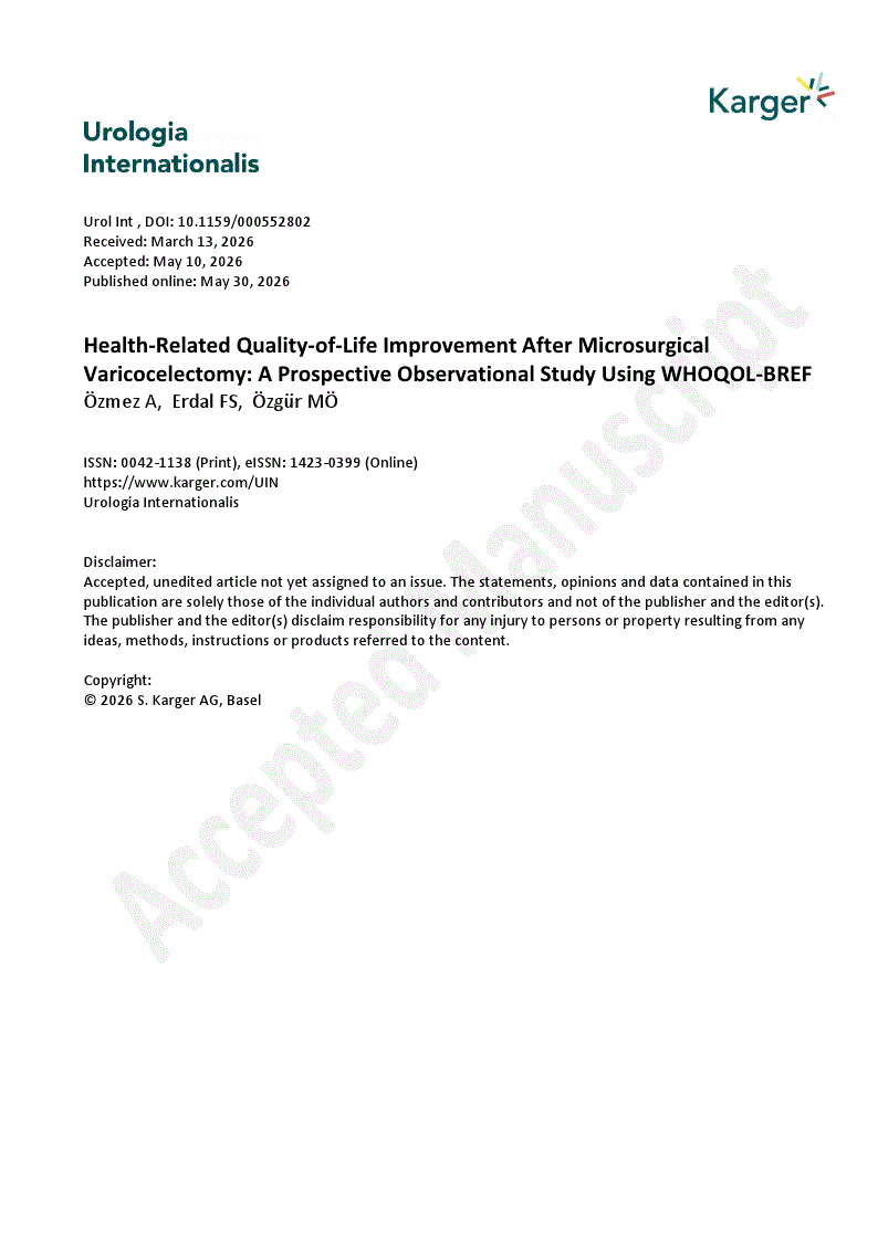 First page of Health-Related Quality-of-Life Improvement After Microsurgical Varicocelectomy: A Prospective Observational Study Using WHOQOL-BREF