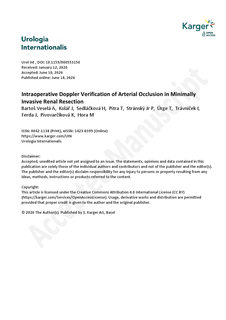 First page of Intraoperative Doppler Verification of Arterial Occlusion in Minimally Invasive Renal Resection
