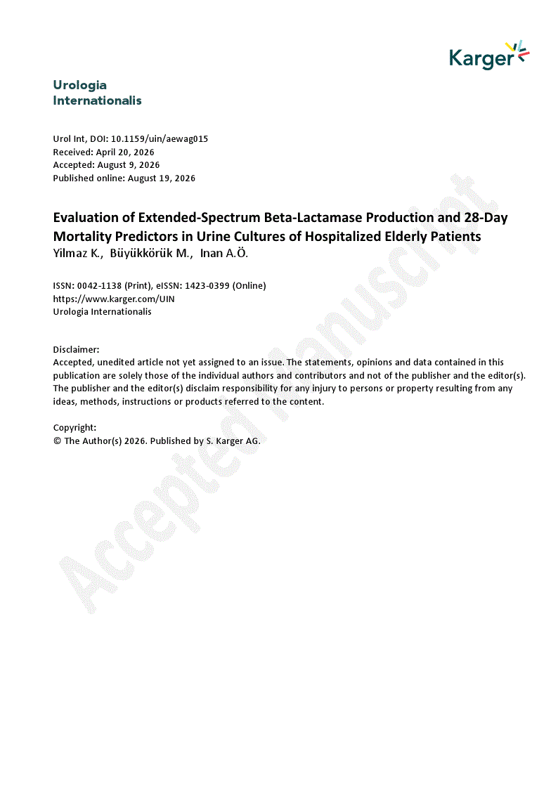 First page of Evaluation of Extended-Spectrum Beta-Lactamase Production and 28-Day Mortality Predictors in Urine Cultures of Hospitalized Elderly Patients