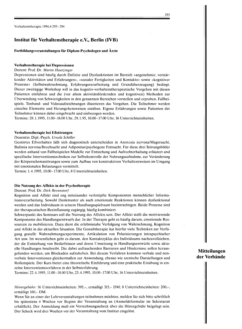 First page of Institut für Verhaltenstherapie e.V., Berlin (IVB)