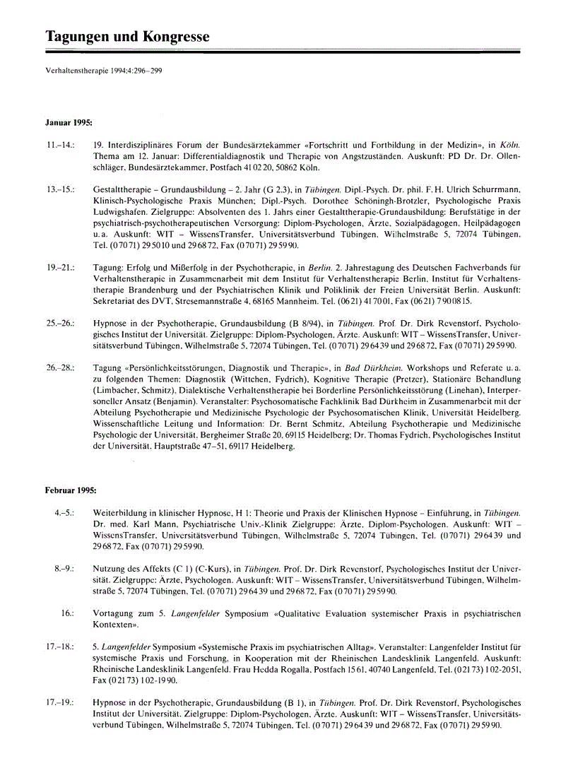 First page of Tagungen und Kongresse