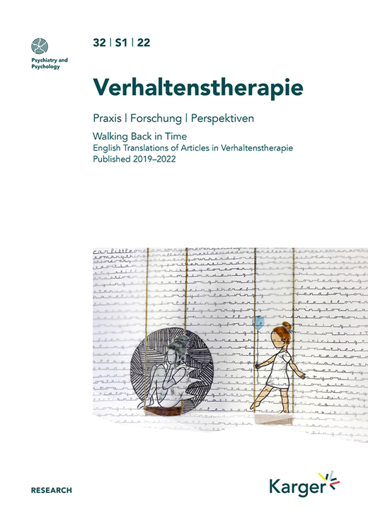 Verhaltenstherapie Cover Image for Volume 32, Issue Suppl. 1