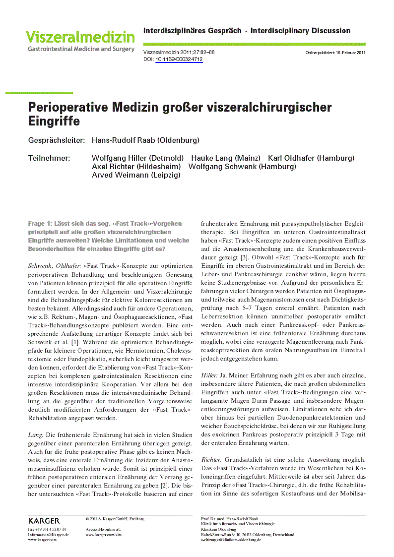 First page of Perioperative Medizin großer viszeralchirurgischer Eingriffe