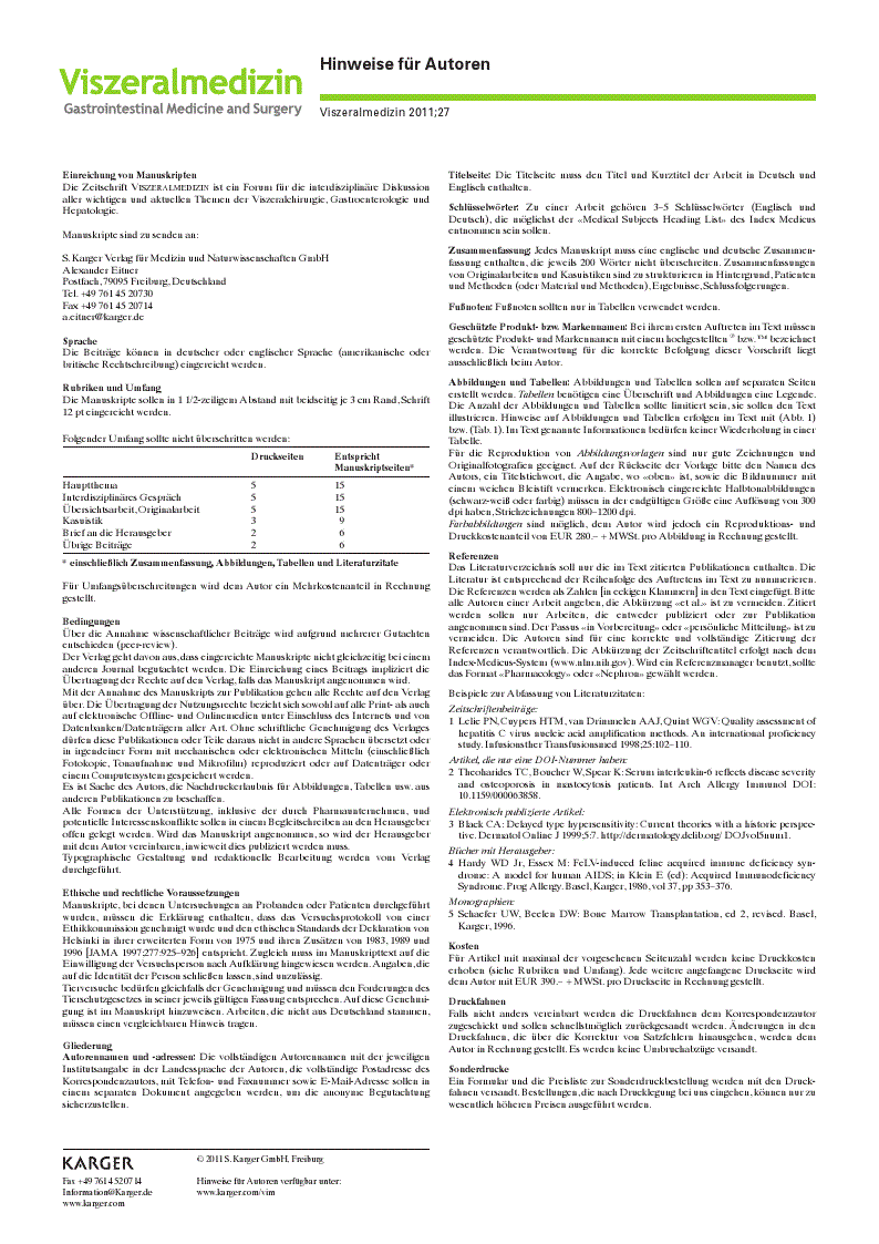 First page of Hinweise für Autoren