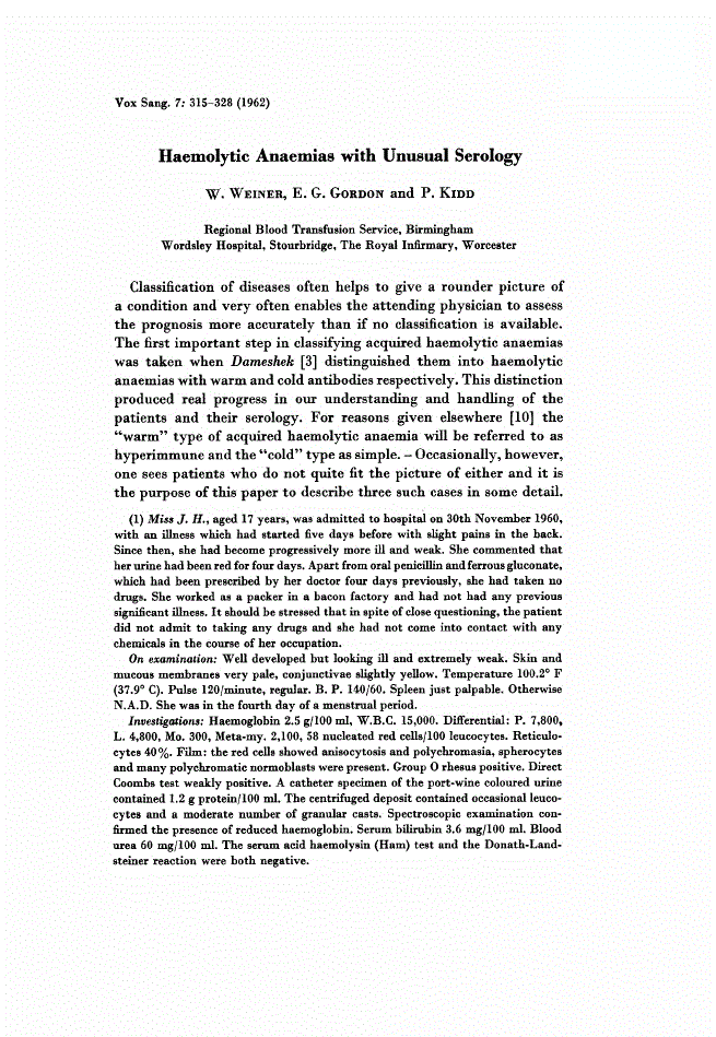 First page of Haemolytic Anaemias with Unusual Serology