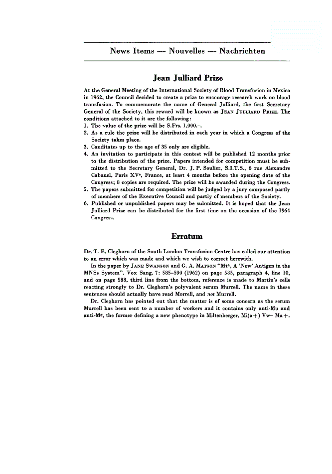 First page of Jean JuUiard Prize/Erratum
