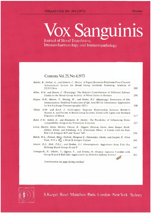 Vox Sanguinis Cover Image for Volume 25, Issue 4