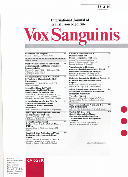 Vox Sanguinis Cover Image for Volume 67, Issue 3