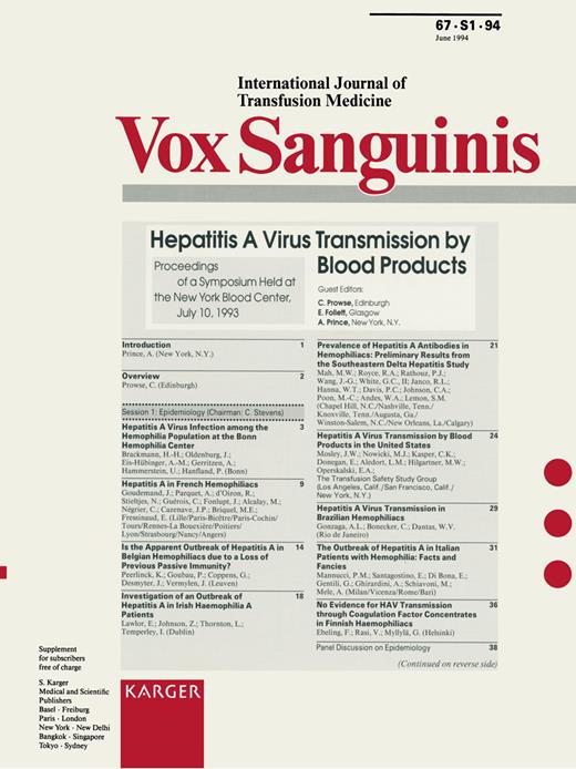 Vox Sanguinis Cover Image for Volume 67, Issue Suppl. 1