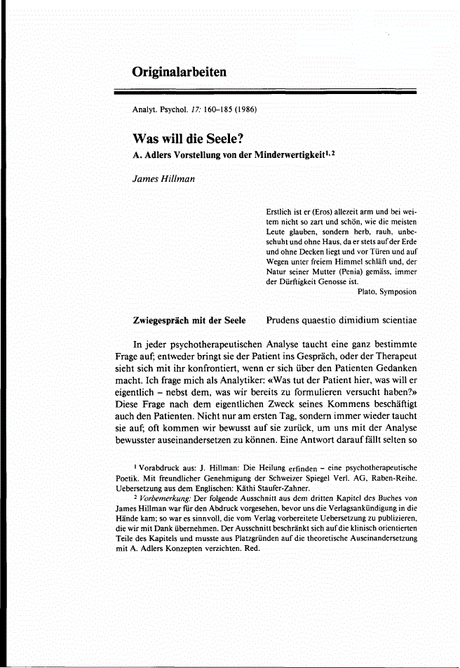 First page of Was will die Seele?