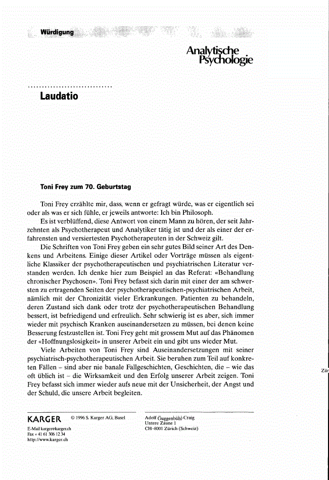First page of Laudatio
