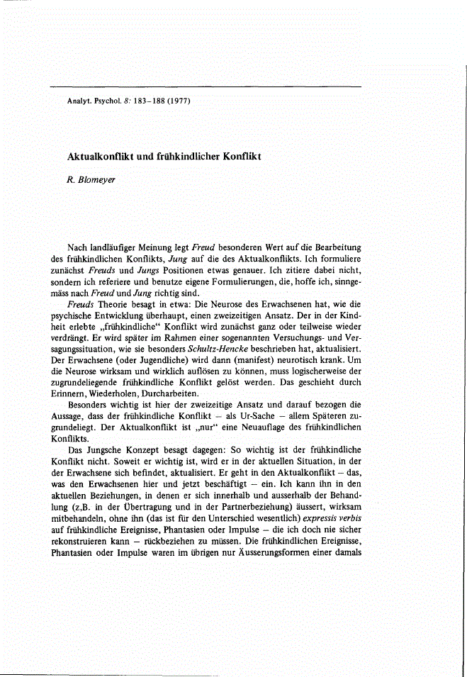 First page of Aktualkonflikt und frühkindlicher Konflikt