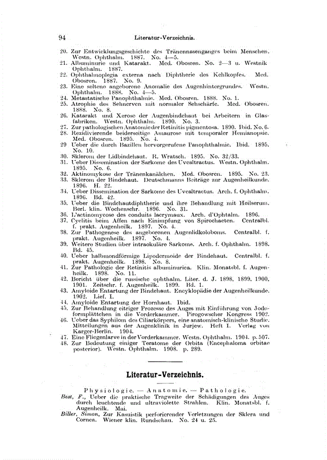 First page of Literatur-Verzeichnis