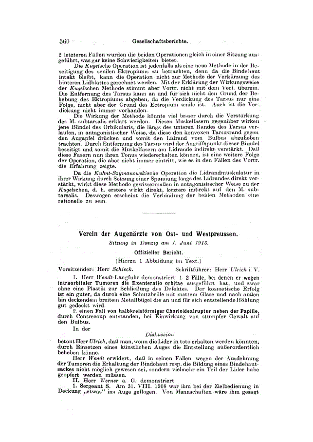 First page of Verein der Augenärzte von Ost-und Westpreussen<subtitle>Sitzung in Danzig am 1. Juni 1913</subtitle>