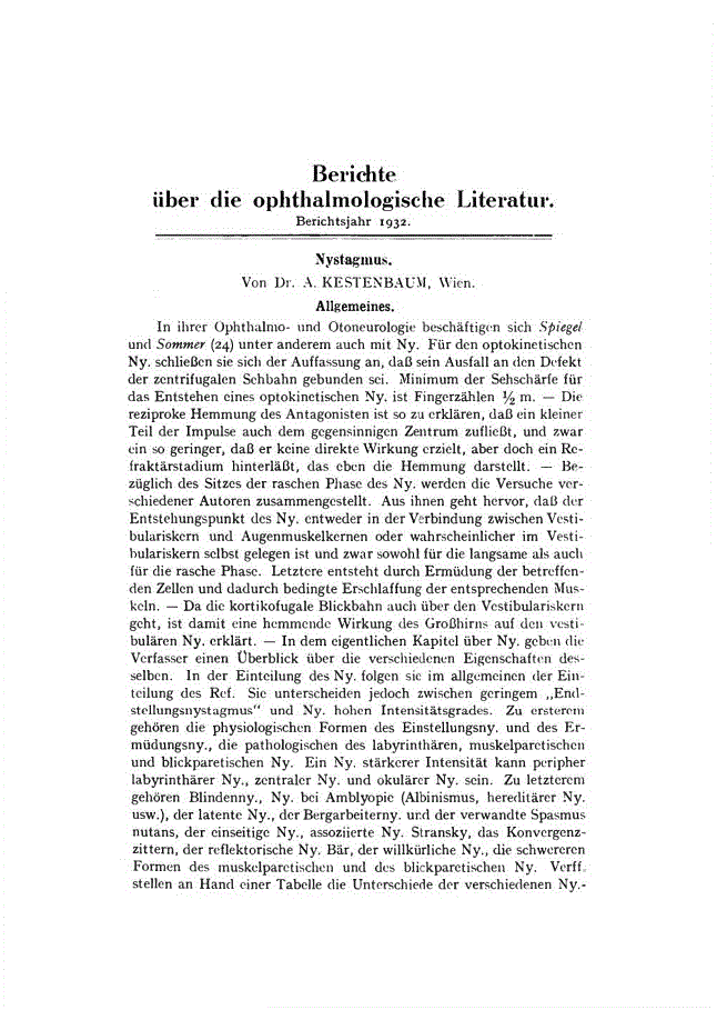 First page of Nystagmus
